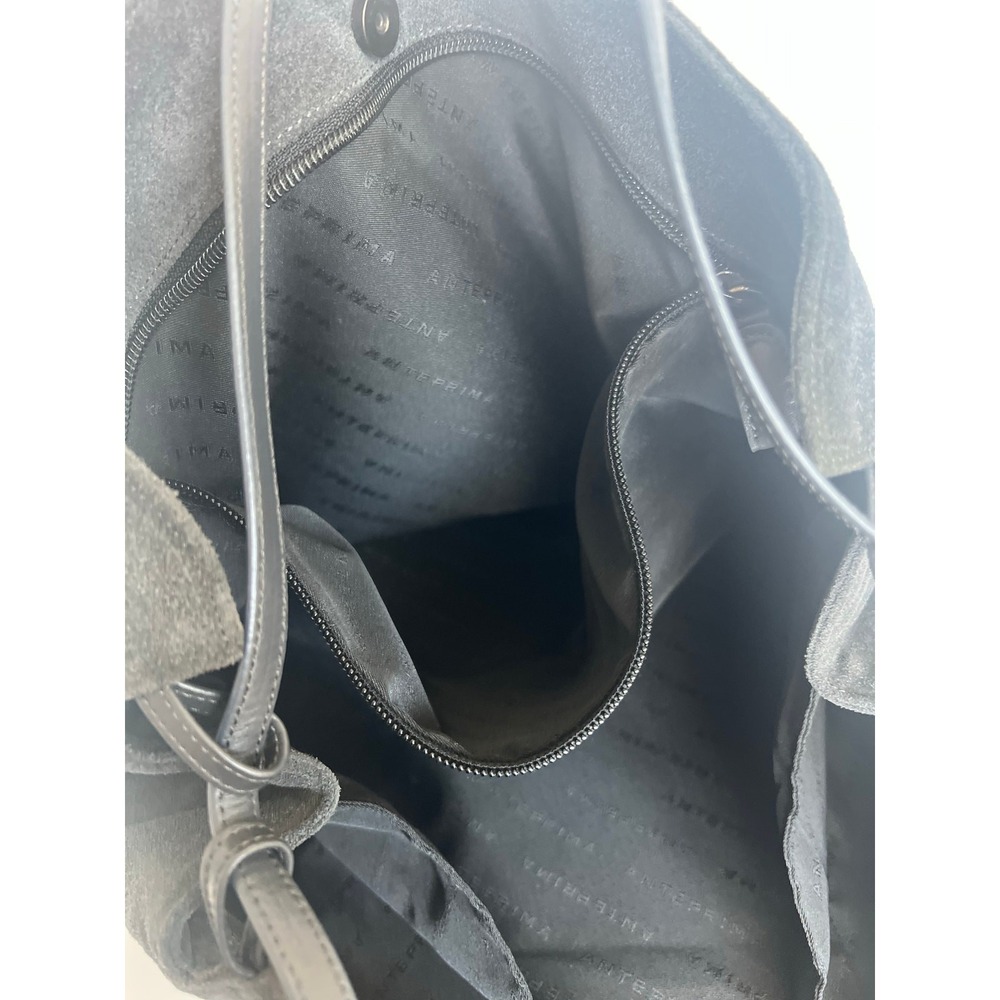 Anteprima Suede Shoulder Bag Women Large Gray Excellent Hobo Tote Purse - Picture 6 of 9